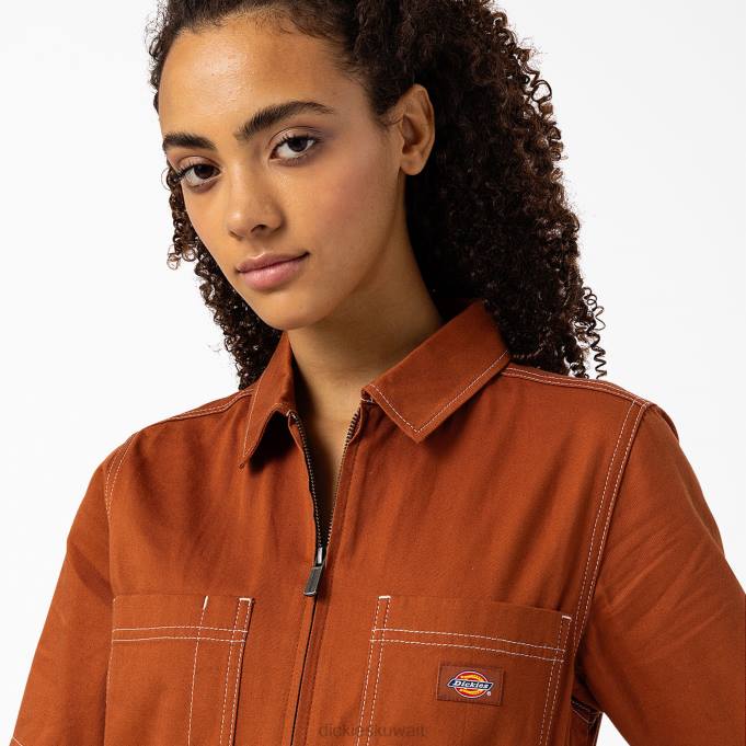Dickies نحيف المآزر florala الزنجبيل البني (أي) ملابس العمل 84441934