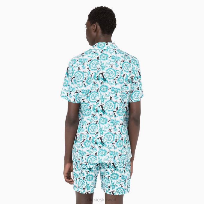 Dickies رجال قميص روزبورغ بأكمام قصيرة طباعة الأزهار الزرقاء (gg2) ثياب 8444588