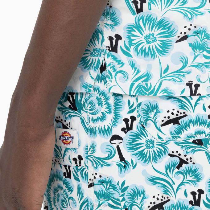 Dickies رجال قميص روزبورغ بأكمام قصيرة طباعة الأزهار الزرقاء (gg2) ثياب 8444588