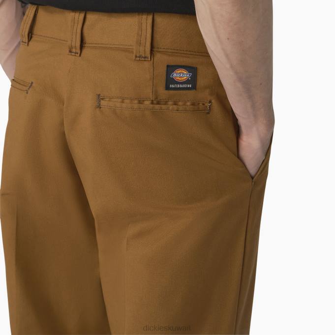 Dickies رجال السراويل التزلج مزدوج الركبة بطة بنية / غرزة متباينة (hwc) ثياب 8444164