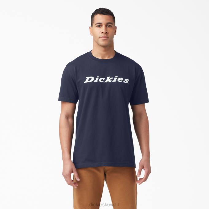 Dickies رجال تي شيرت بأكمام قصيرة مطبوع عليه حروف مطبوعة البحرية الحبر (ik) ثياب 8444814