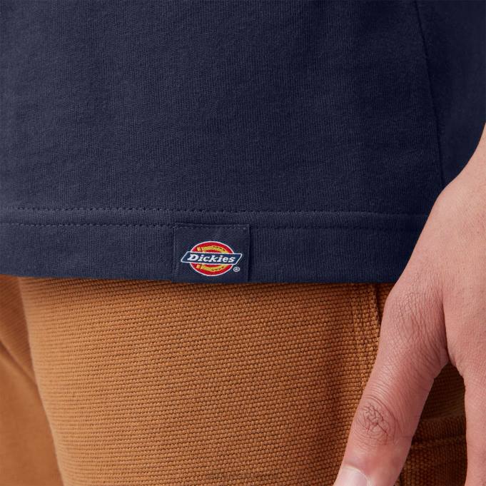 Dickies رجال تي شيرت بأكمام قصيرة مطبوع عليه حروف مطبوعة البحرية الحبر (ik) ثياب 8444814