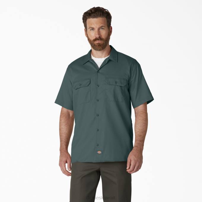 Dickies رجال قميص عمل بأكمام قصيرة لينكولن جرين (ln) ملابس العمل 8444496