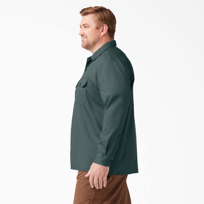 Dickies رجال قميص عمل طويل الأكمام لينكولن جرين (ln) ملابس العمل 8444564