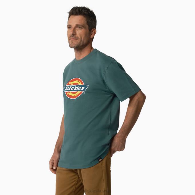 Dickies رجال تي شيرت بأكمام قصيرة وشعار ثلاثي الألوان لينكولن جرين (ln) ثياب 8444713