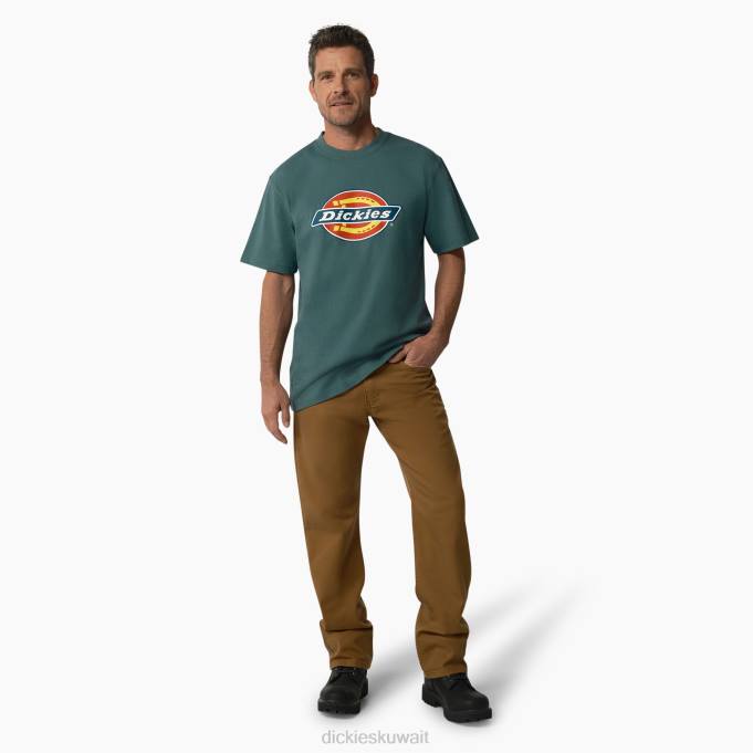 Dickies رجال تي شيرت بأكمام قصيرة وشعار ثلاثي الألوان لينكولن جرين (ln) ثياب 8444713