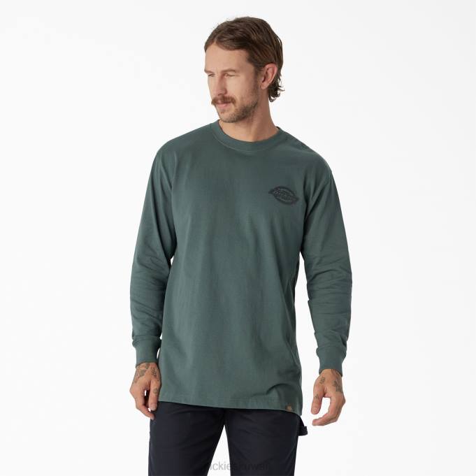 Dickies رجال تيشيرت بأكمام طويلة وشعار ثقيل الوزن لينكولن جرين (ln) ثياب 8444871