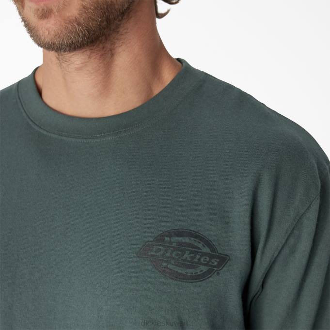 Dickies رجال تيشيرت بأكمام طويلة وشعار ثقيل الوزن لينكولن جرين (ln) ثياب 8444871