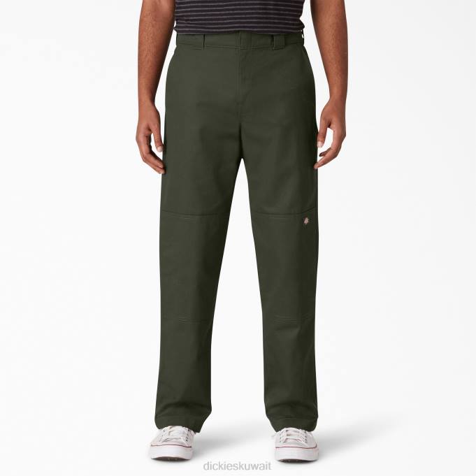 Dickies رجال سروال الركبة مزدوج الجبهة مسطحة الزيتون الأخضر (og) ثياب 8444309