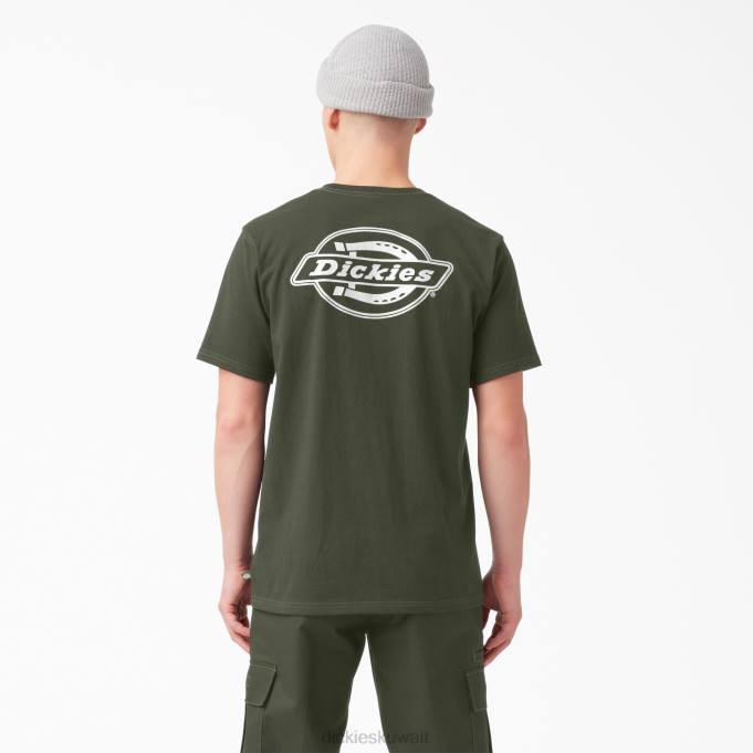 Dickies رجال تي شيرت بطبعة شعار الماركة من الخلف الزيتون الأخضر (og) ثياب 8444750