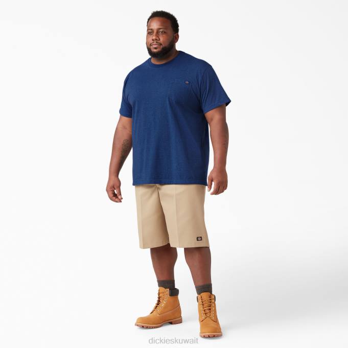 Dickies رجال تي شيرت مزين بالريش بأكمام قصيرة ليموج هيذر صبغة واحدة (oih) ثياب 8444534