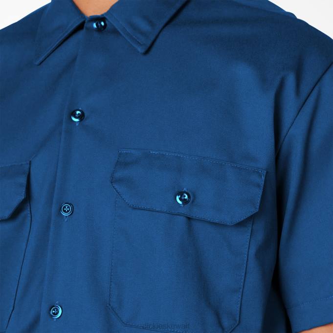 Dickies رجال قميص عمل بأكمام قصيرة أزرق ملكي (rb) ملابس العمل 8444499