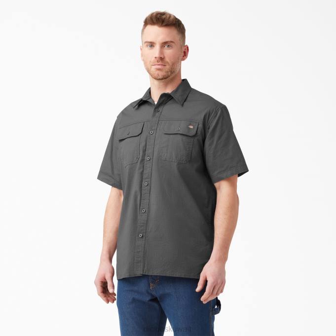Dickies رجال قميص عمل ripstop بأكمام قصيرة لائحة مغسولة (rsl) ملابس العمل 8444647