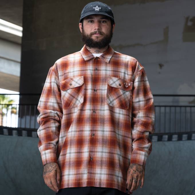 Dickies رجال قميص روني sandoval المصقول الفانيلا محترق أومبير منقوشة (ob2) ثياب 8444729