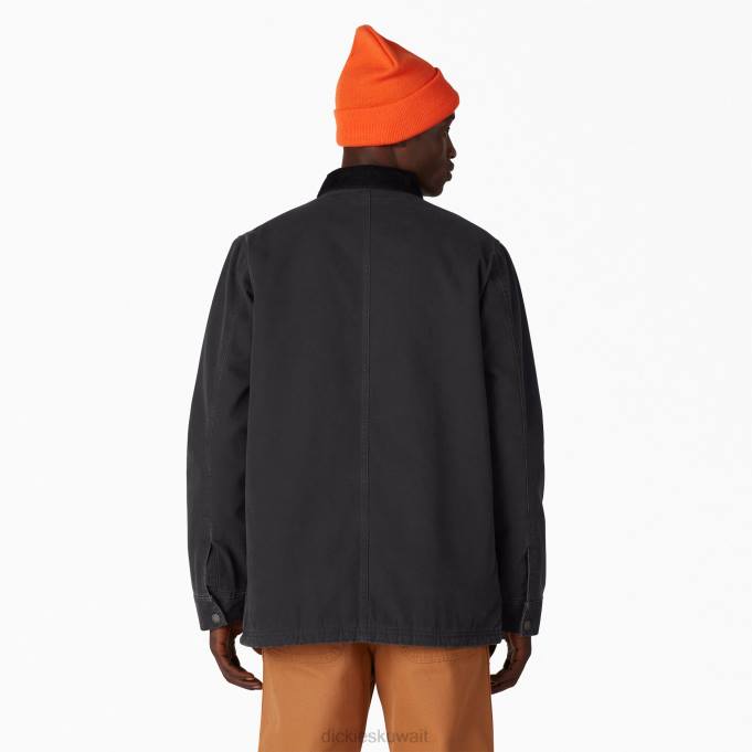 Dickies رجال اصطف البط الحجري معطف الأعمال الروتينية أسود مغسول بالحجارة (sbk) ثياب 84441101