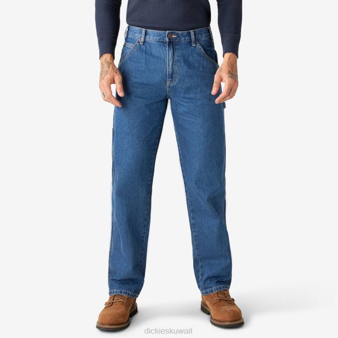 Dickies رجال جينز نجار بقصة مريحة أزرق نيلي مغسول بالحجر (snb) ثياب 8444117