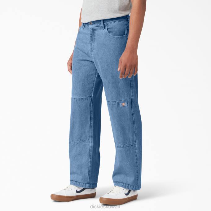 Dickies رجال بنطال جينز بركبة مزدوجة وقصة فضفاضة أزرق نيلي مغسول بالحجر (snb) ثياب 8444120