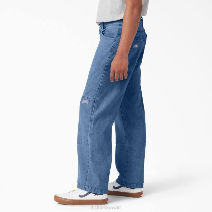 Dickies رجال بنطال جينز بركبة مزدوجة وقصة فضفاضة أزرق نيلي مغسول بالحجر (snb) ثياب 8444120