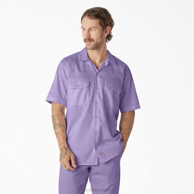 Dickies رجال قميص عمل بأكمام قصيرة وردة أرجوانية (ur2) ملابس العمل 8444501
