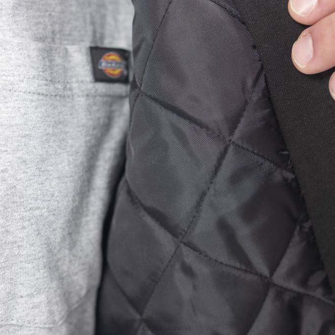 Dickies رجال سترة قميص مبطن مبطن بغطاء رأس من الفانيلا أسود / فحمي منقوش (wbc) ثياب 84441009