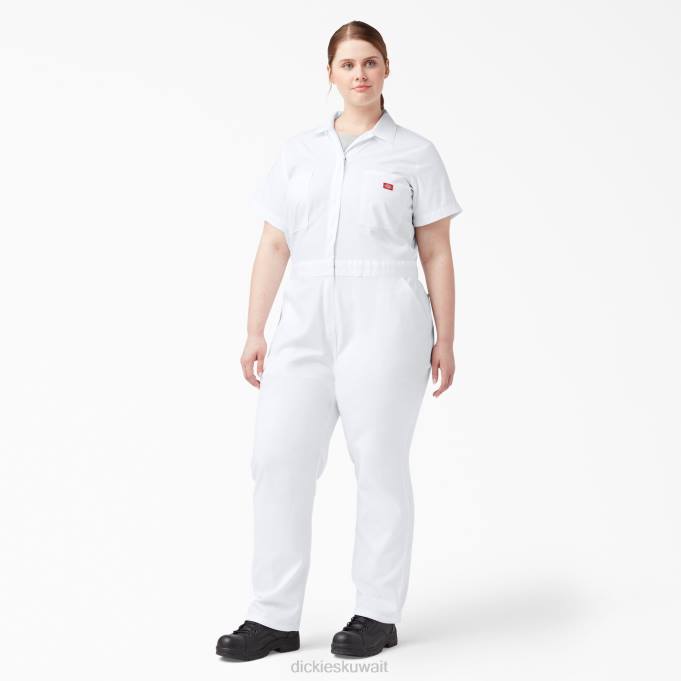 Dickies نحيف بالإضافة إلى المآزر قصيرة الأكمام التبريد المرن أبيض (wh) ملابس العمل 84441554