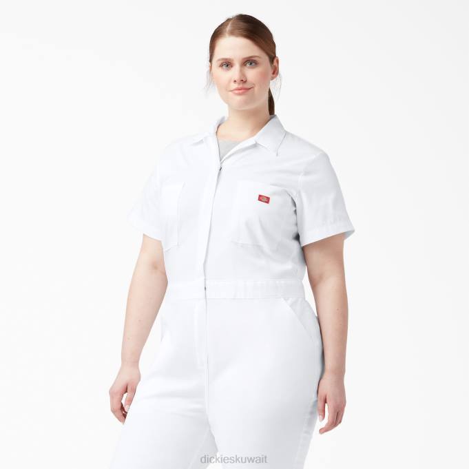 Dickies نحيف بالإضافة إلى المآزر قصيرة الأكمام التبريد المرن أبيض (wh) ملابس العمل 84441554