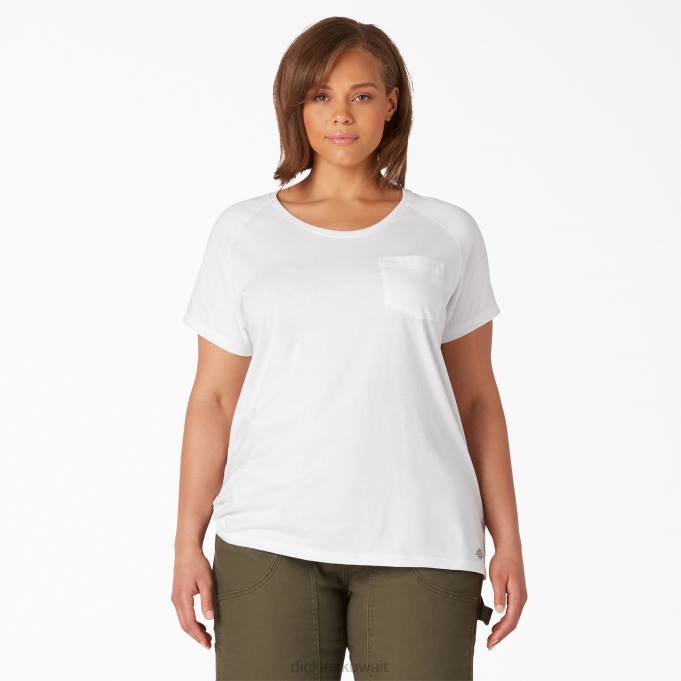 Dickies نحيف بالإضافة إلى تي شيرت تبريد قصير الأكمام أبيض (wh) ثياب 84441595