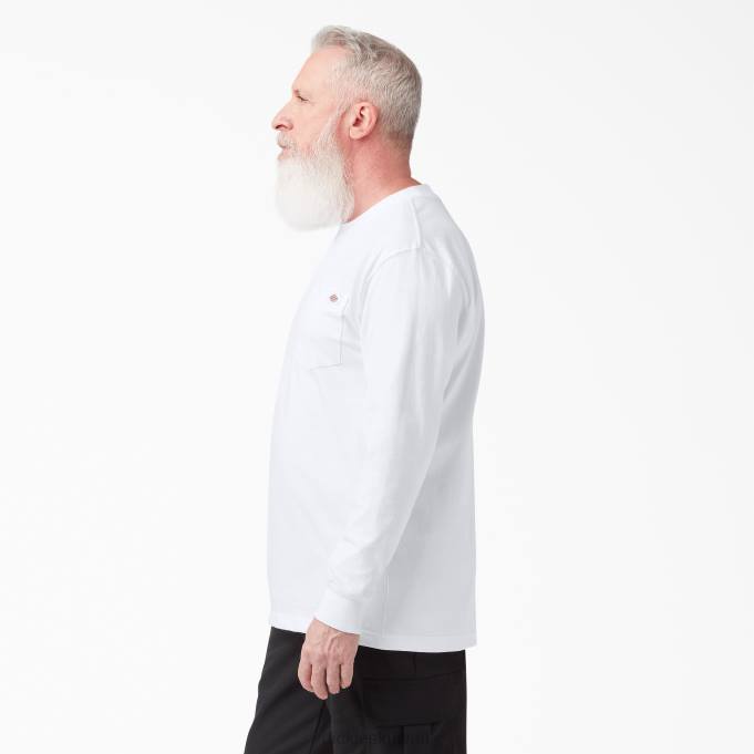 Dickies رجال تيشيرت طويل الأكمام ثقيل الوزن أبيض (wh) ثياب 8444613