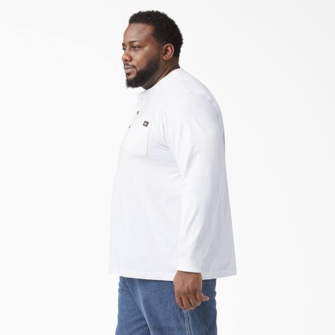 Dickies رجال كم طويل ثقيل الوزن تي شيرت هينلي أبيض (wh) ثياب 8444700