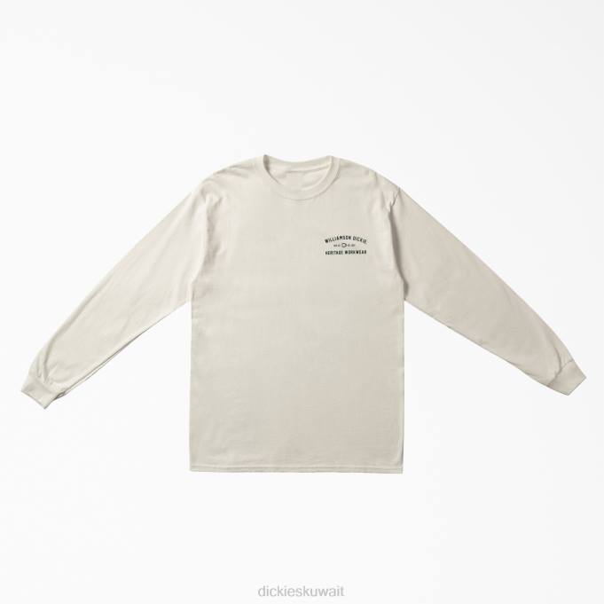 Dickies رجال دبليو. تراث عمال طويلة الأكمام الرسم تي شيرت أبيض (wh) ملابس العمل 8444764