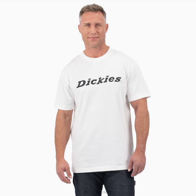 Dickies رجال تي شيرت بأكمام قصيرة مطبوع عليه حروف مطبوعة أبيض (wh) ثياب 8444816