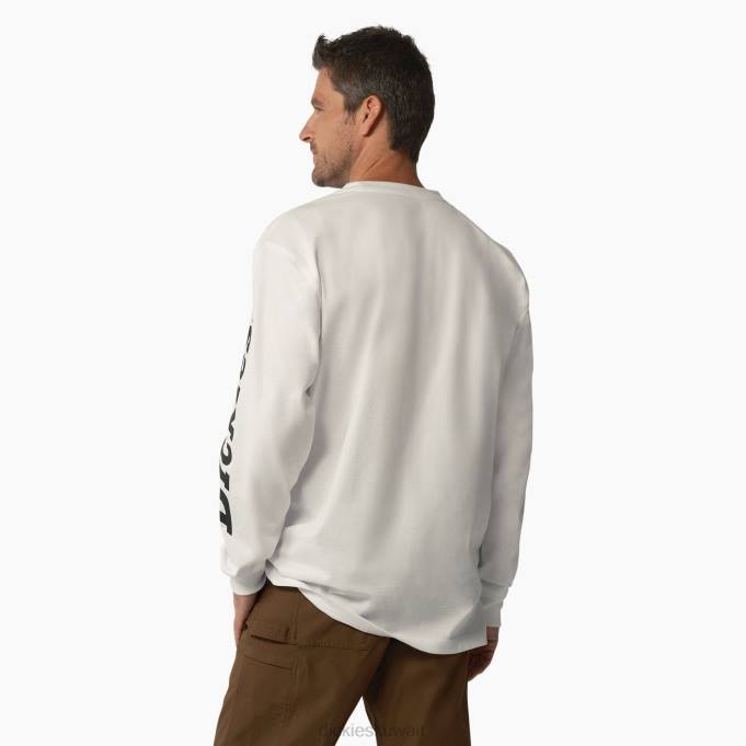 Dickies رجال تيشيرت بأكمام طويلة وشعار ثقيل الوزن أبيض (wh) ثياب 8444872