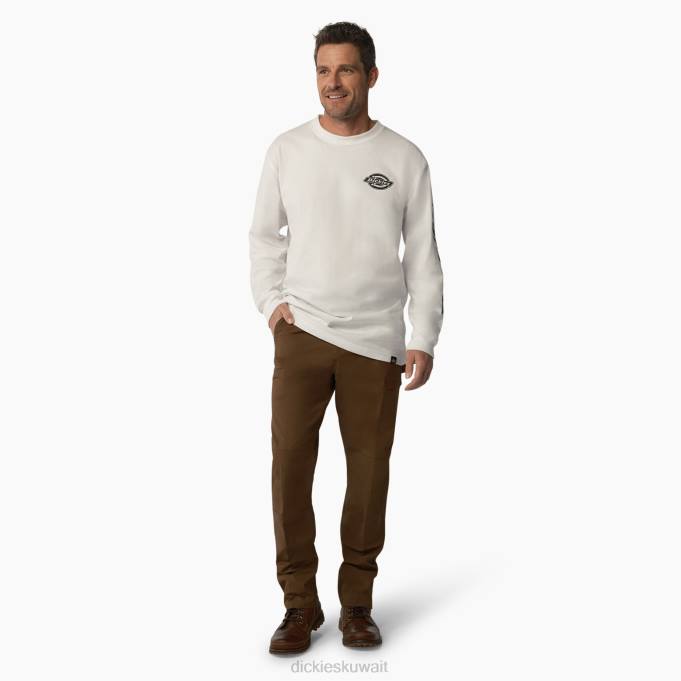 Dickies رجال تيشيرت بأكمام طويلة وشعار ثقيل الوزن أبيض (wh) ثياب 8444872