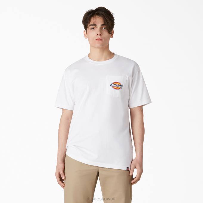 Dickies رجال تي شيرت بجيب بشعار الماركة على الصدر أبيض (wh) ثياب 8444898