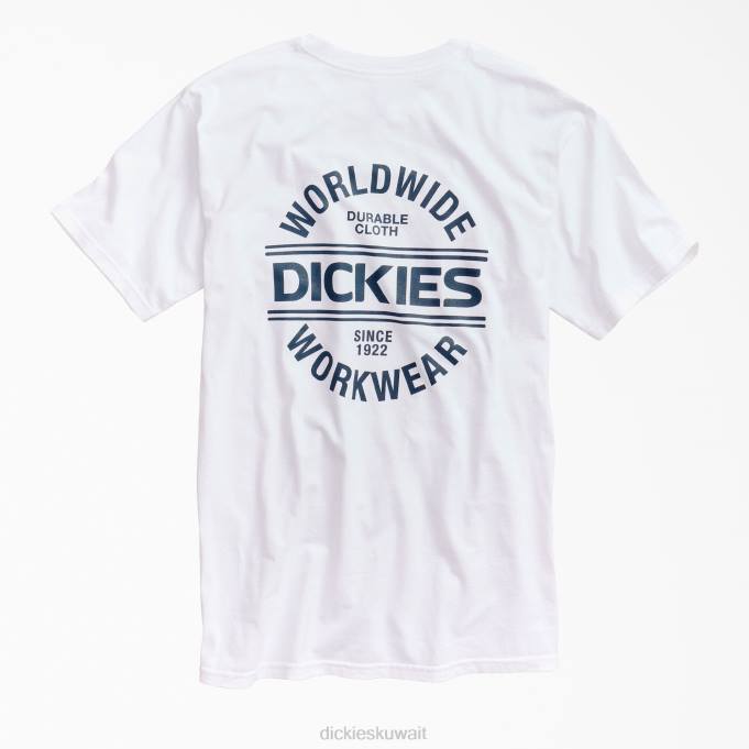Dickies رجال تي شيرت رسم عمال في جميع أنحاء العالم أبيض (wh) ملابس العمل 8444927