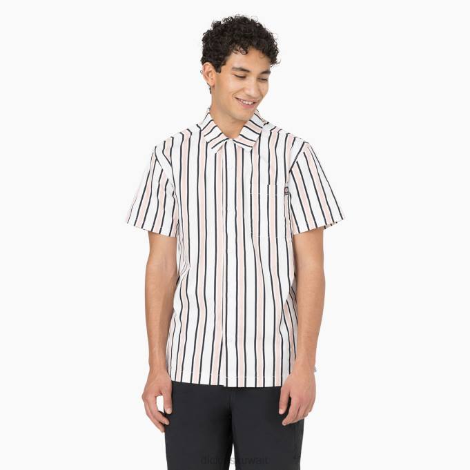 Dickies رجال قميص مريح بارد على شكل لوح التزلج أبيض / لوتس / شريط أسود (wus) ثياب 8444826